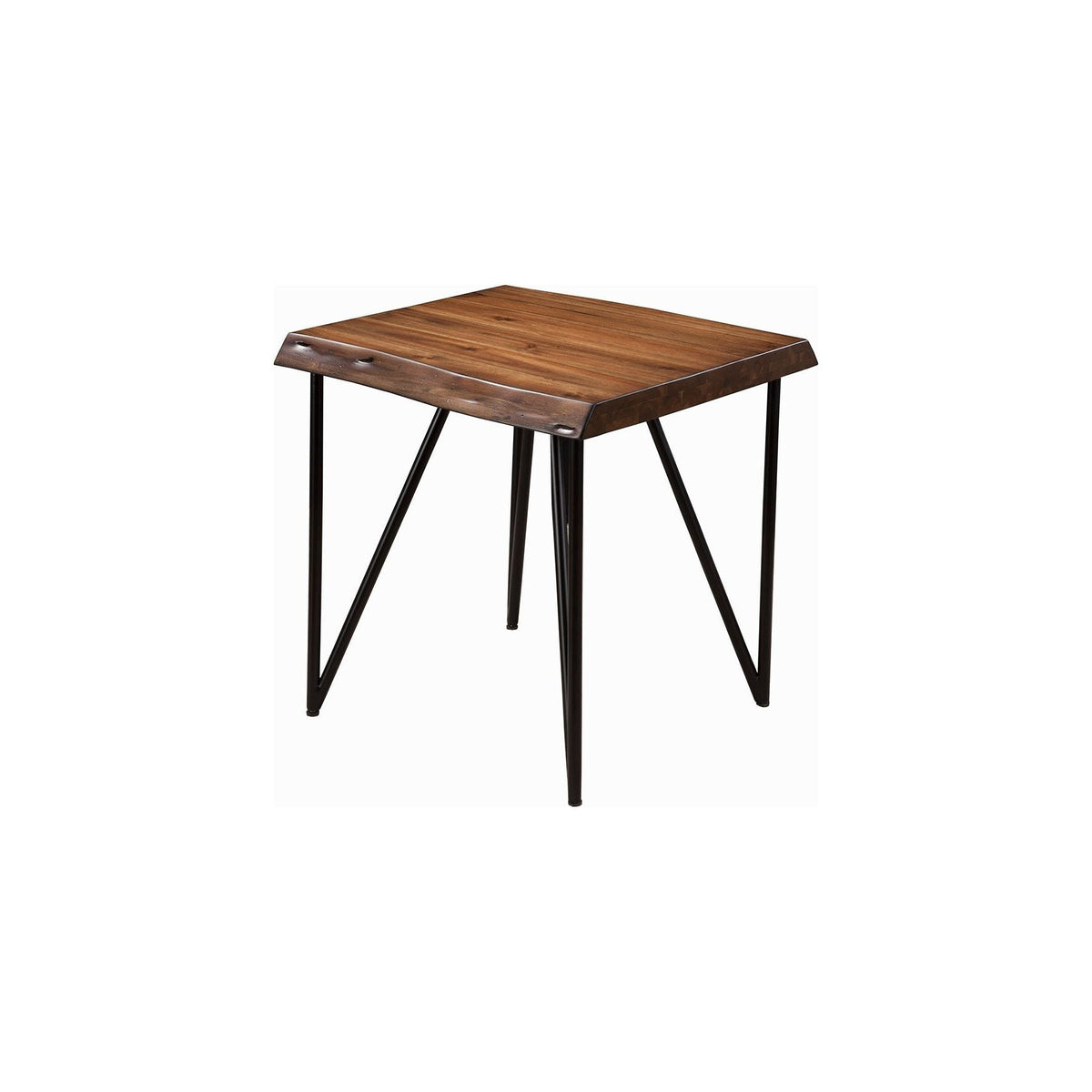 Live Edge Acacia Wood End Table with Industrial Metal Base – view 2