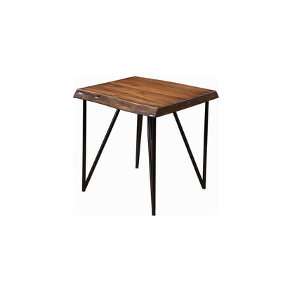 Live Edge Acacia Wood End Table with Industrial Metal Base – view 2