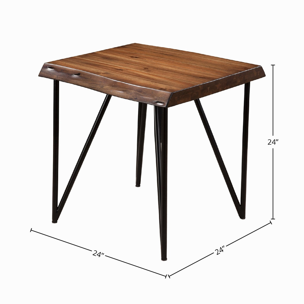 Live Edge Acacia Wood End Table with Industrial Metal Base – view 5