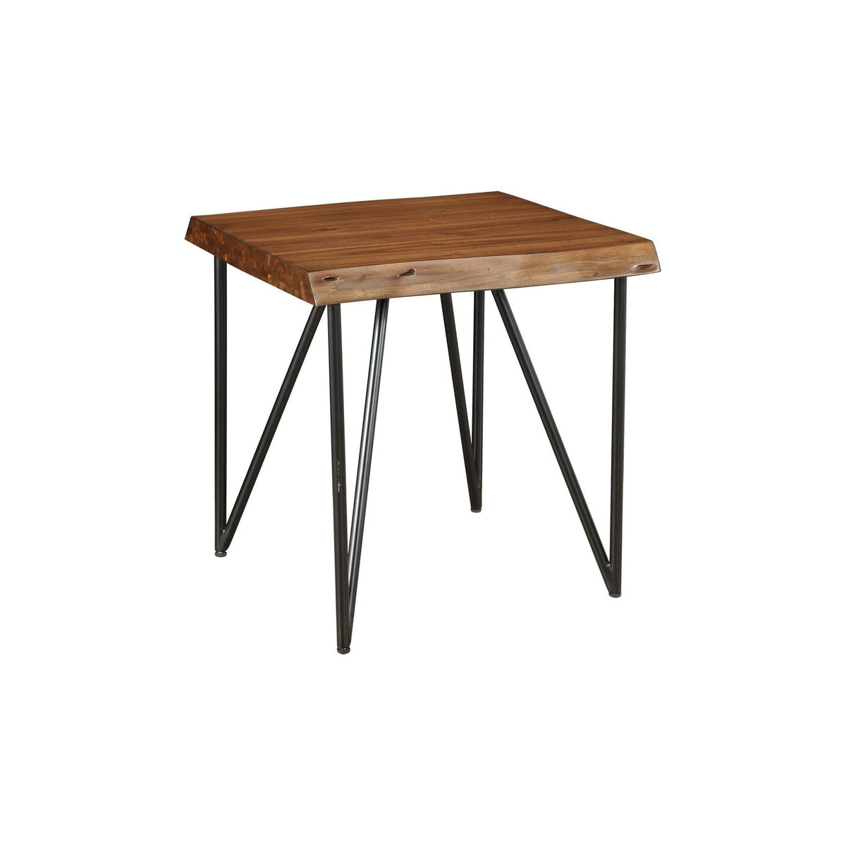Live Edge Acacia Wood End Table with Industrial Metal Base – view 3