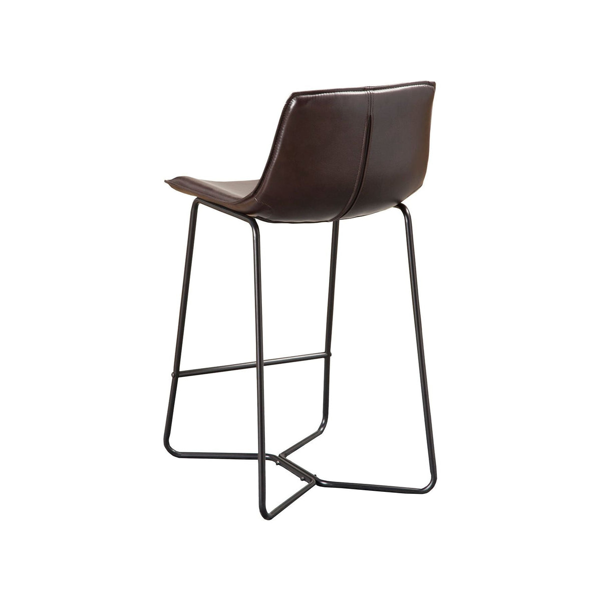 Live Edge Faux Leather Bucket Seat Pub Chairs, Dark Brown – view 5