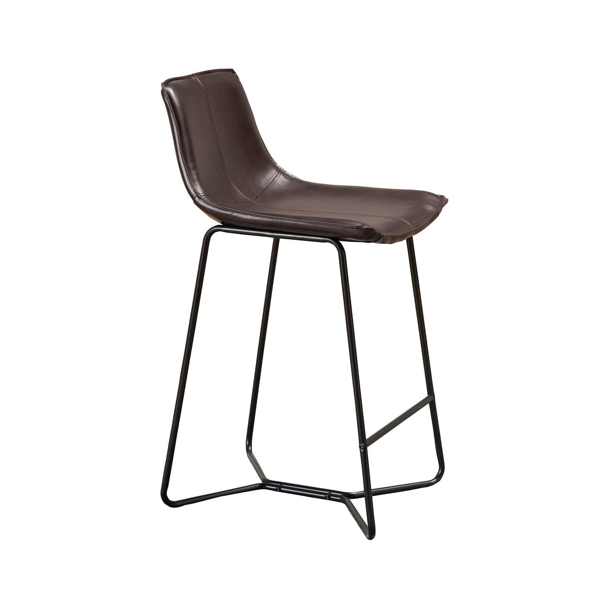 Live Edge Faux Leather Bucket Seat Pub Chairs, Dark Brown – view 4