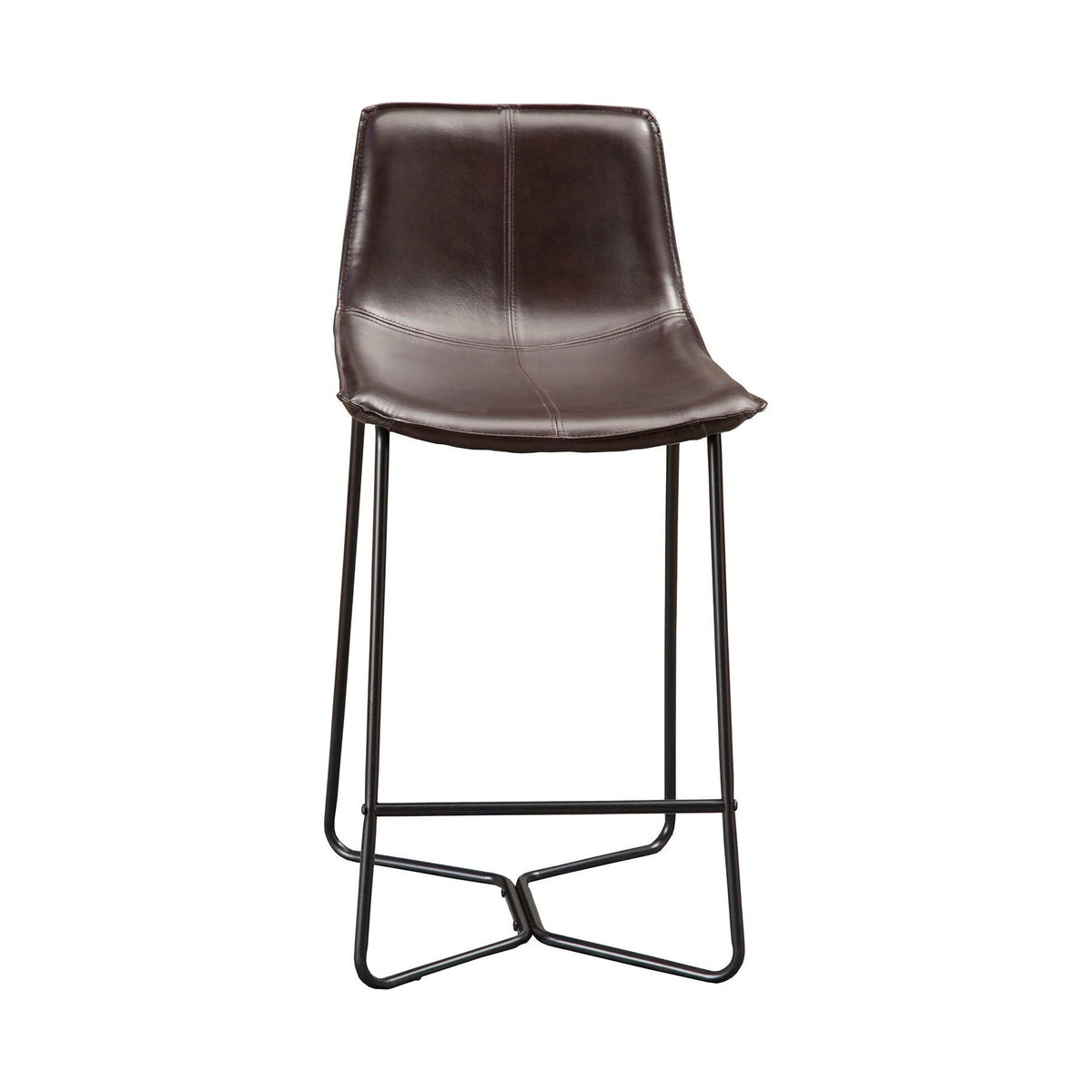 Live Edge Faux Leather Bucket Seat Pub Chairs, Dark Brown – view 3