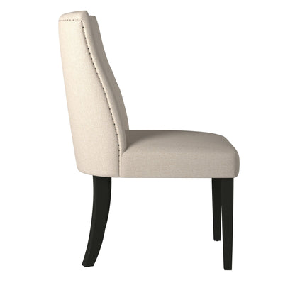 Live Edge Upholstered Parson Chair with Nailhead Trim, Cream/Black – view 5