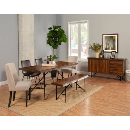 Live Edge Upholstered Parson Chair with Nailhead Trim, Cream/Black – view 8