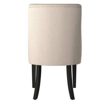 Live Edge Upholstered Parson Chair with Nailhead Trim, Cream/Black – view 6