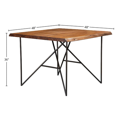 Live Edge Acacia Wood Pub Height Table with Metal Legs, Light Walnut – view 4