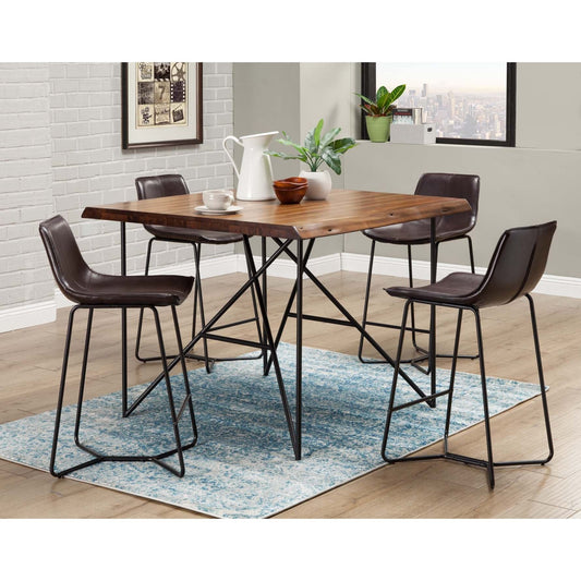 Acacia Wood Live Edge Pub Table, Light Walnut Finish