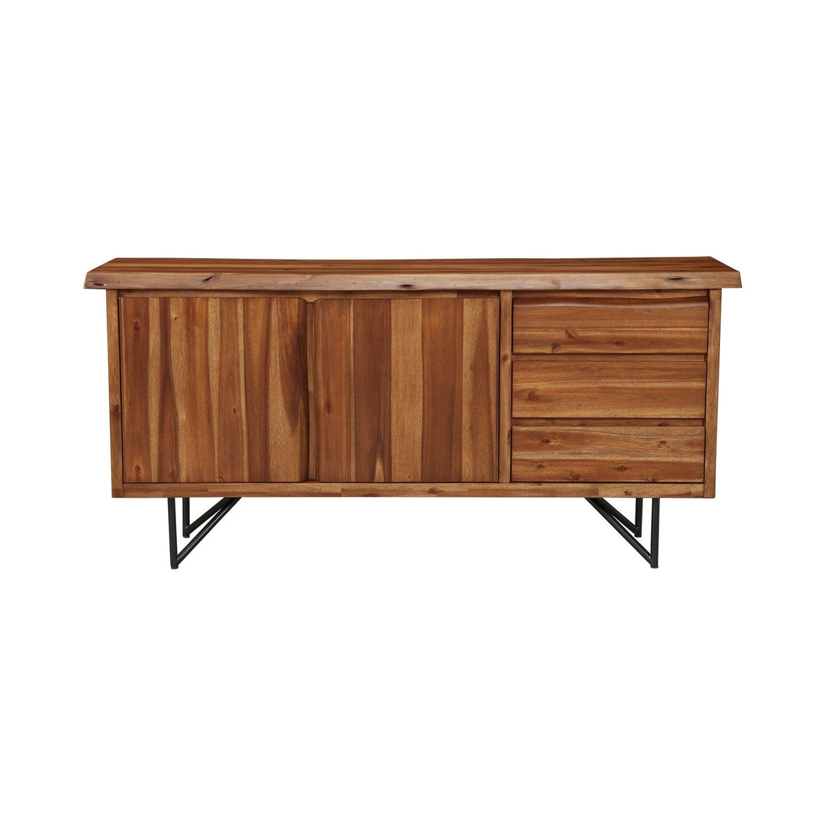 Live Edge Acacia Wood Server with Metal Legs, Light Walnut – view 2