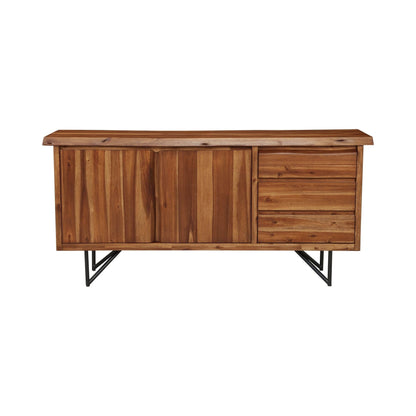 Live Edge Acacia Wood Server with Metal Legs, Light Walnut – view 2