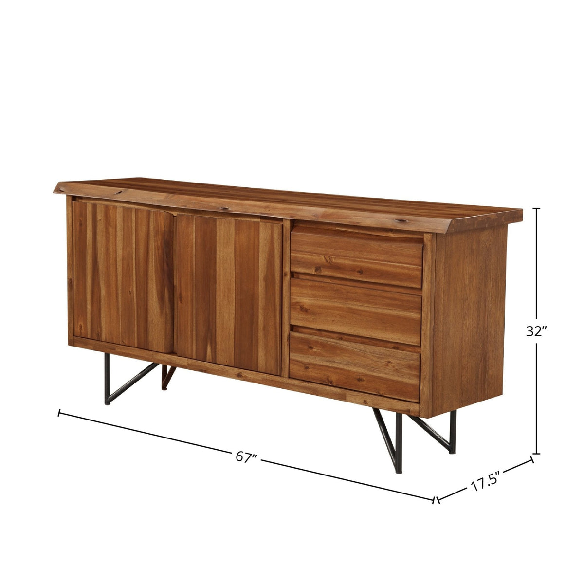 Live Edge Acacia Wood Server with Metal Legs, Light Walnut – view 8