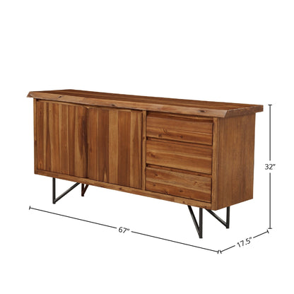 Live Edge Acacia Wood Server with Metal Legs, Light Walnut – view 8