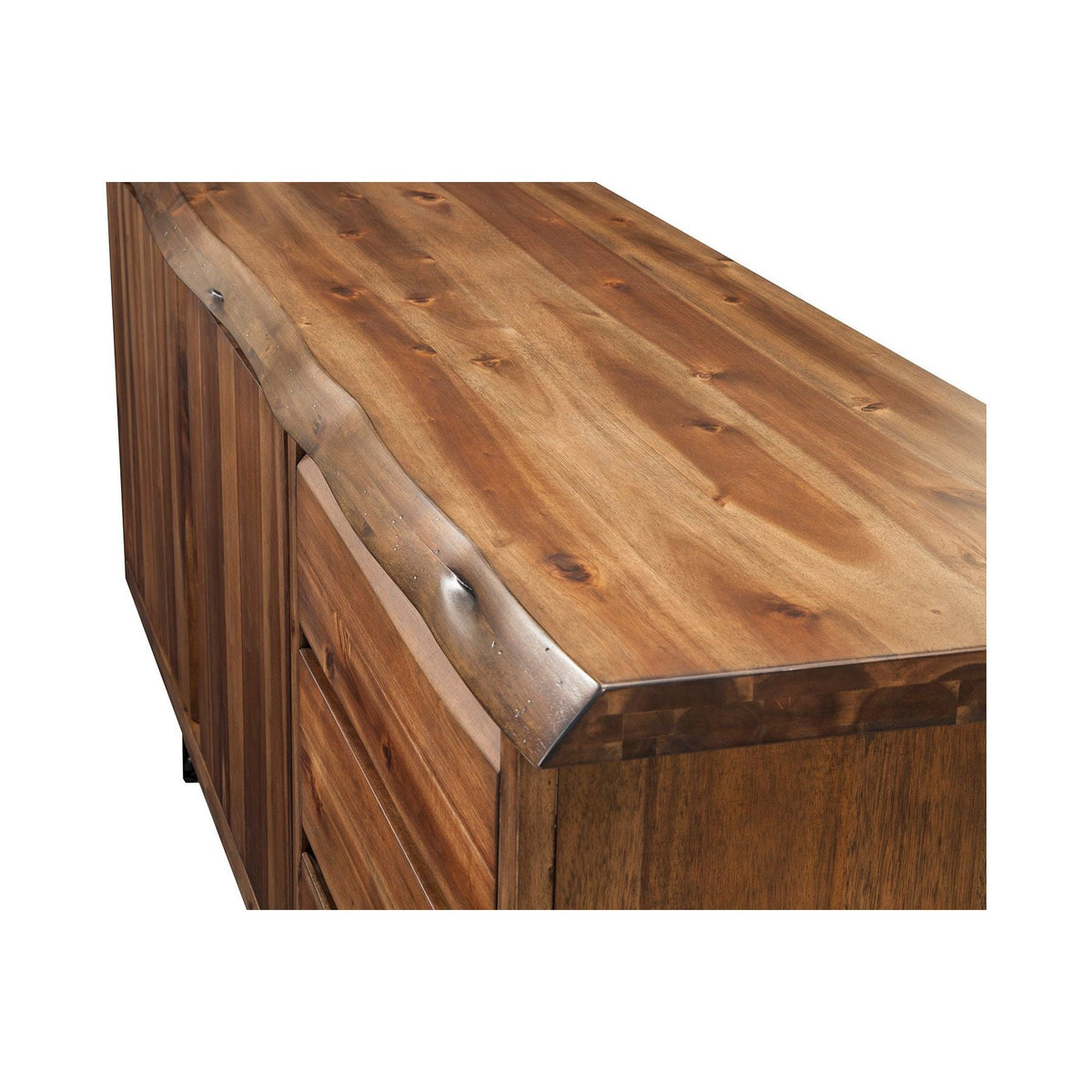 Live Edge Acacia Wood Server with Metal Legs, Light Walnut – view 5