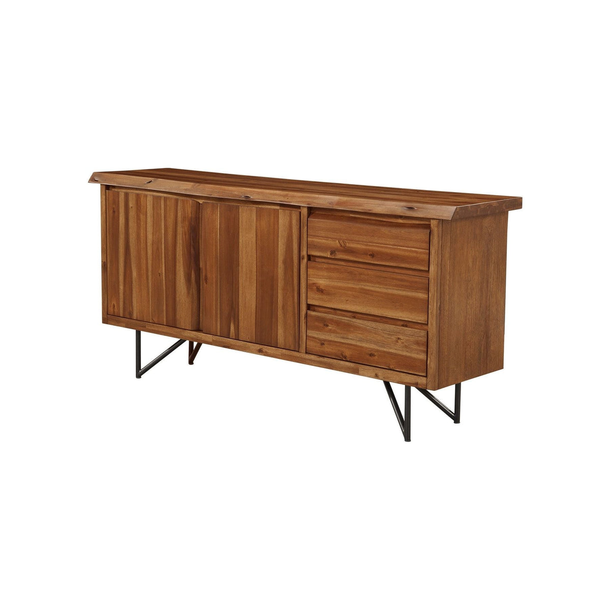 Live Edge Acacia Wood Server with Metal Legs, Light Walnut – view 3