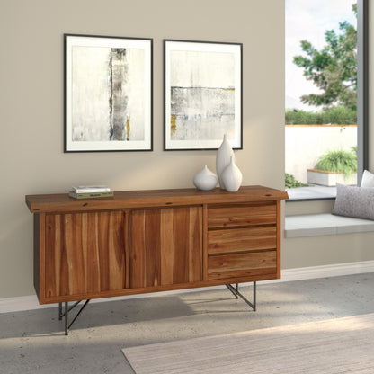 Acacia Wood Live Edge Server with Walnut Finish