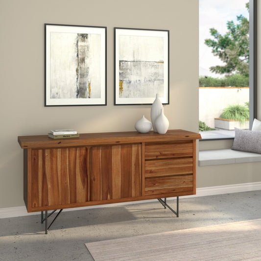 Acacia Wood Live Edge Server with Walnut Finish