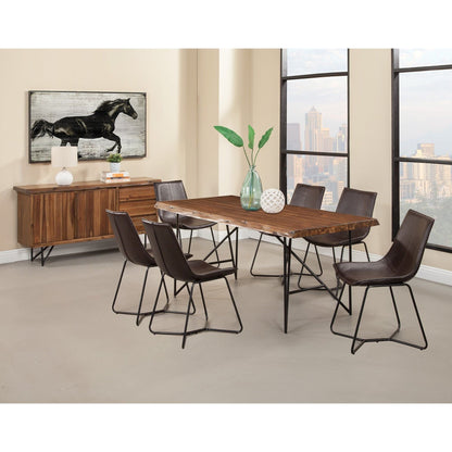Live Edge Acacia Wood Server with Metal Legs, Light Walnut – view 7