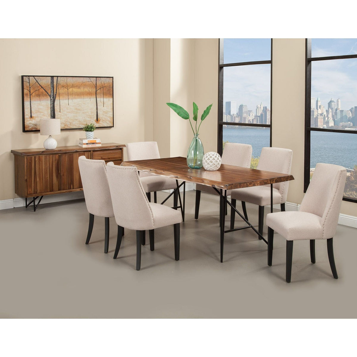 Live Edge Acacia Wood Server with Metal Legs, Light Walnut – view 6