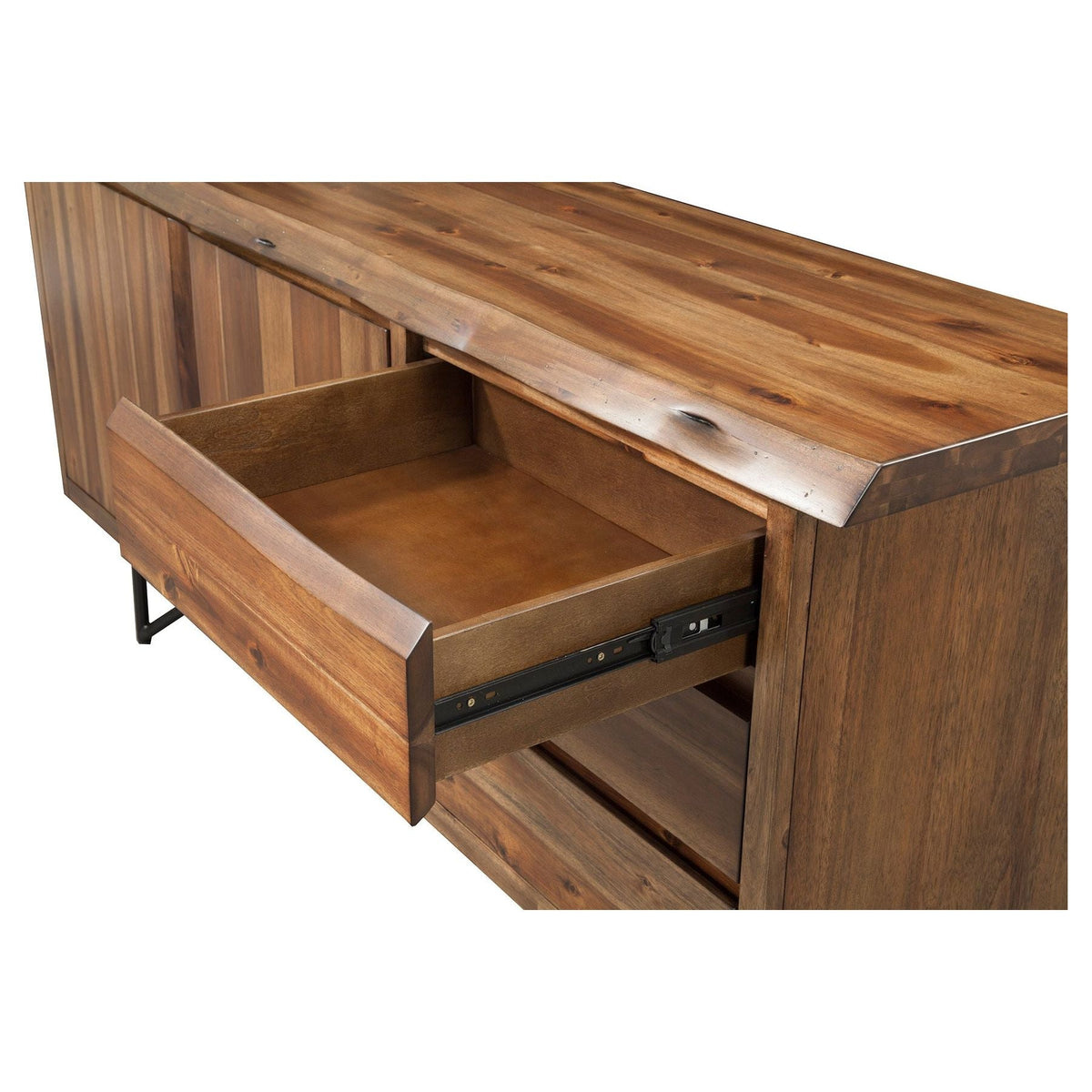 Live Edge Acacia Wood Server with Metal Legs, Light Walnut – view 4