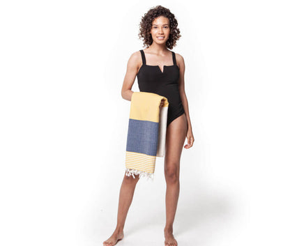 Multi Color Striped Turkish Towel, Handwoven Cotton, Oversized 39 x 70 – view 3