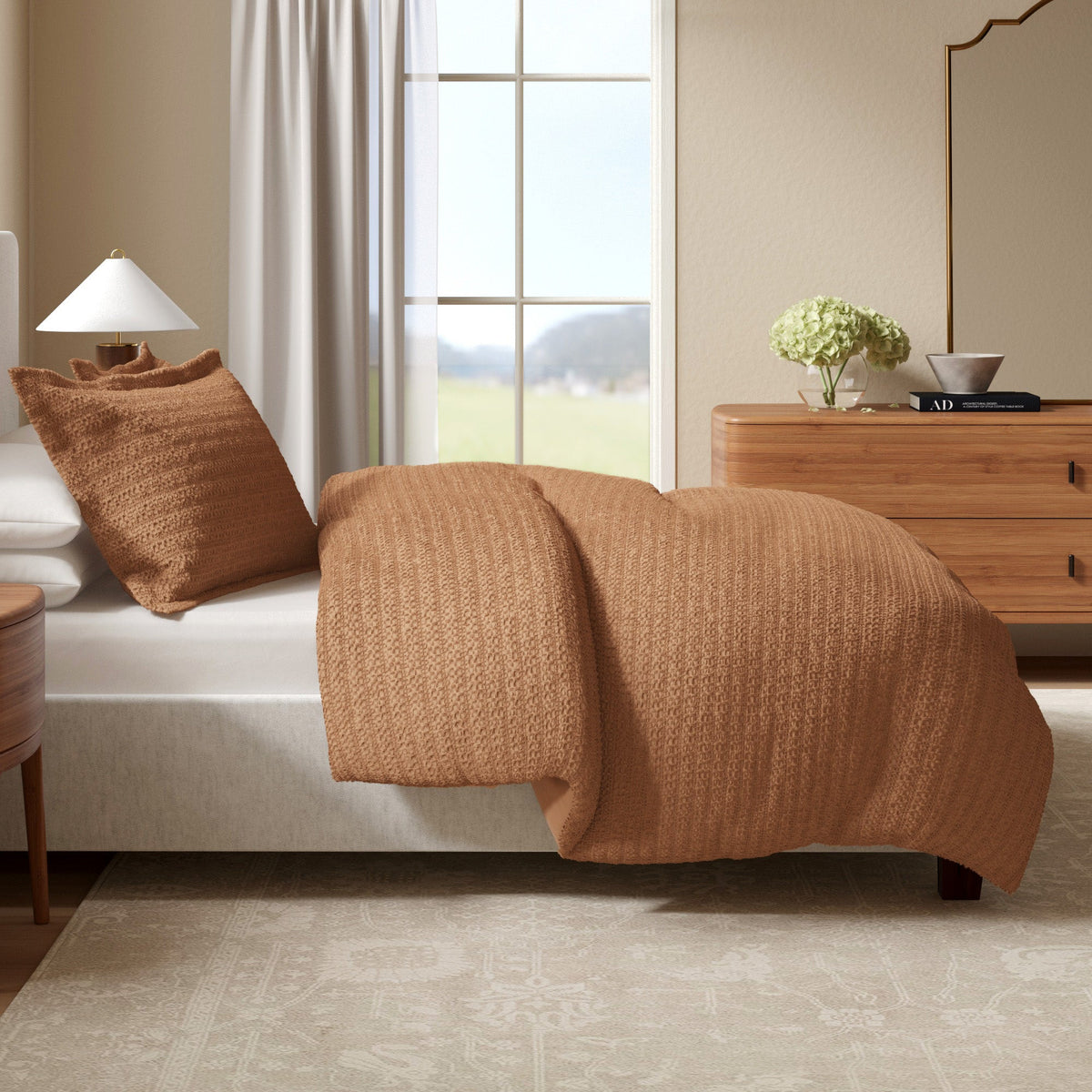Cotton Honeycomb Waffle Weave Duvet Cover Set – Mattea Collection – view 19