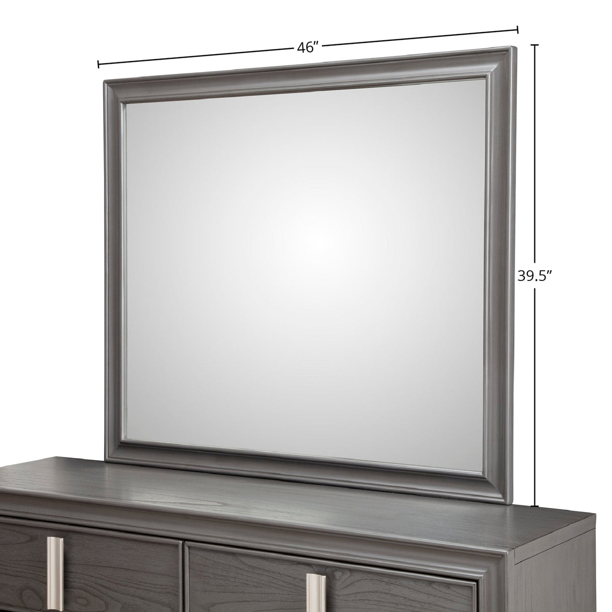 Lorraine Pine Dresser Mirror in Dark Grey with Beveled Glass – view 7