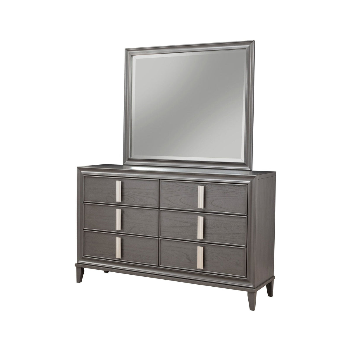 Lorraine Pine Dresser Mirror in Dark Grey with Beveled Glass – view 3