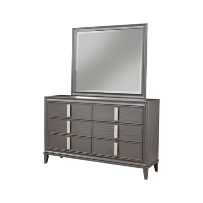 Lorraine Pine Dresser Mirror in Dark Grey with Beveled Glass – view 3