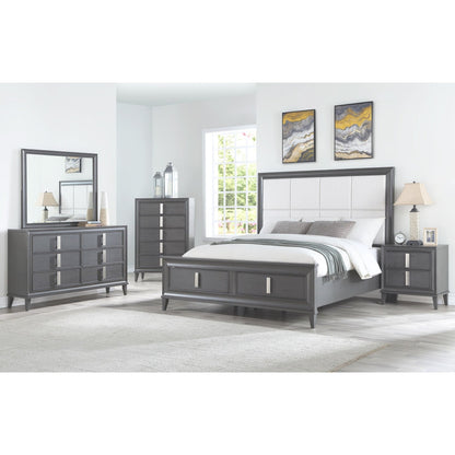 Lorraine Pine Dresser Mirror in Dark Grey with Beveled Glass – view 6