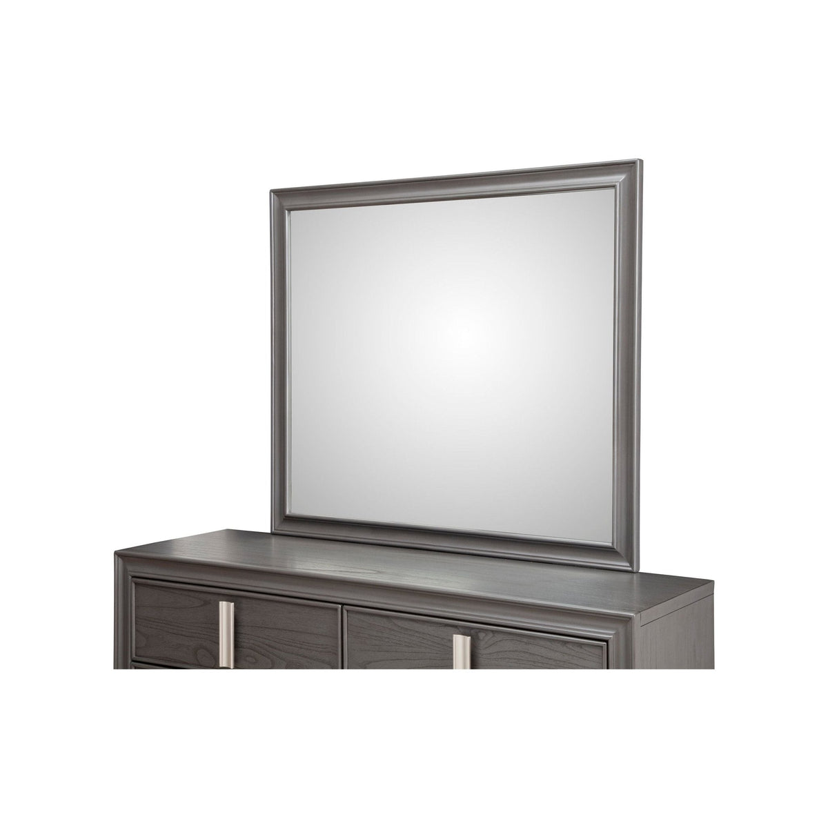 Pine Solids Dresser Mirror with Beveled Glass, Dark Grey