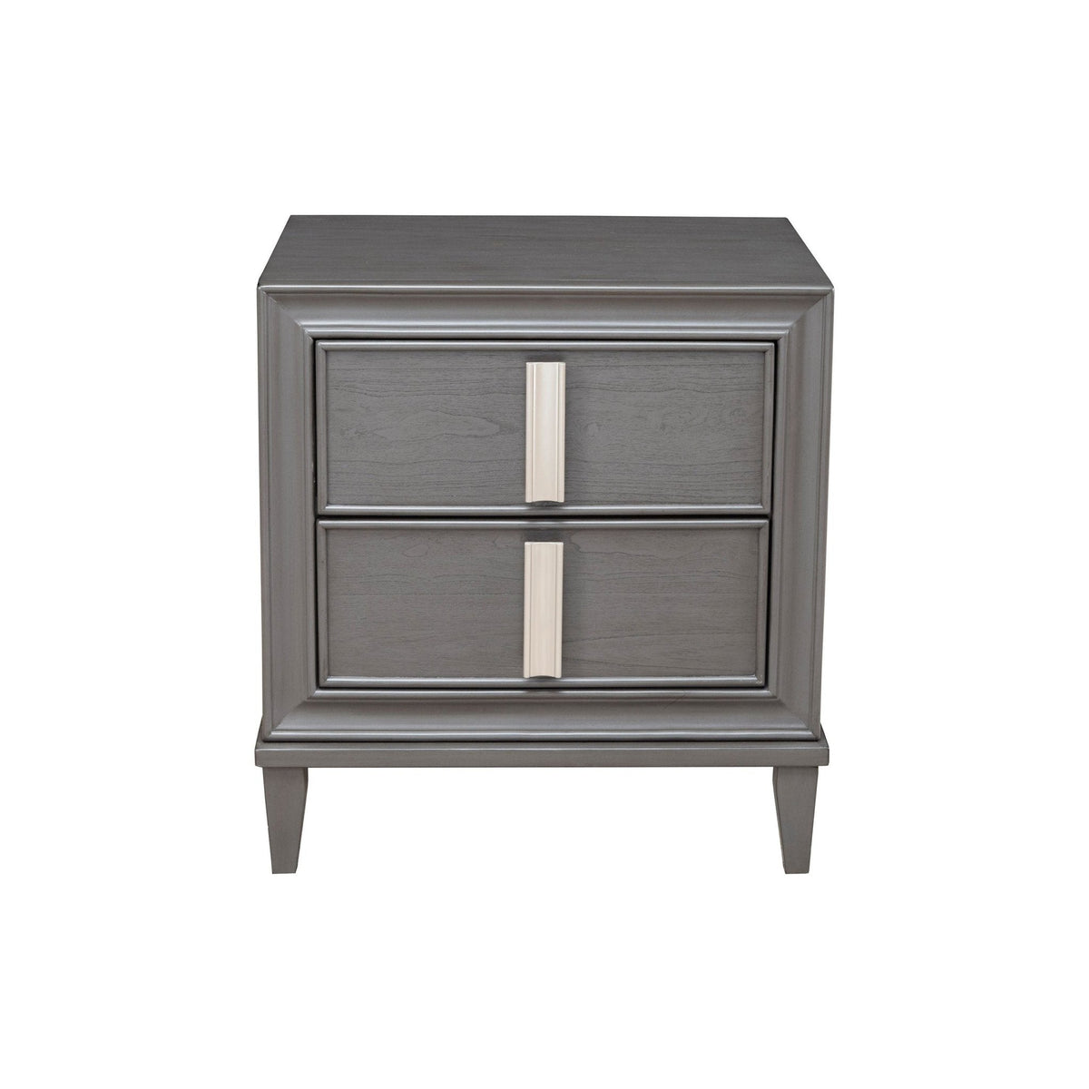Lorraine 2-Drawer Pine Nightstand in Dark Grey with Nickel Hardware – view 4