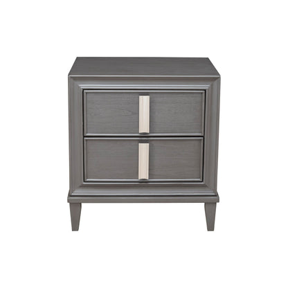 Lorraine 2-Drawer Pine Nightstand in Dark Grey with Nickel Hardware – view 4