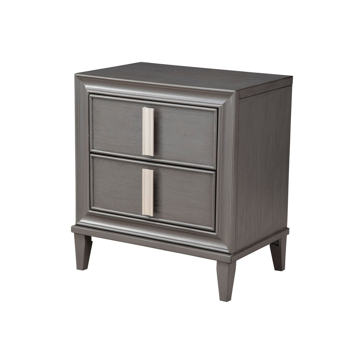 Lorraine 2-Drawer Pine Nightstand in Dark Grey with Nickel Hardware – view 3