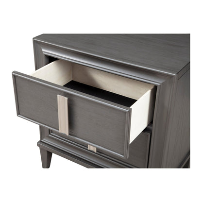 Lorraine 2-Drawer Pine Nightstand in Dark Grey with Nickel Hardware – view 5