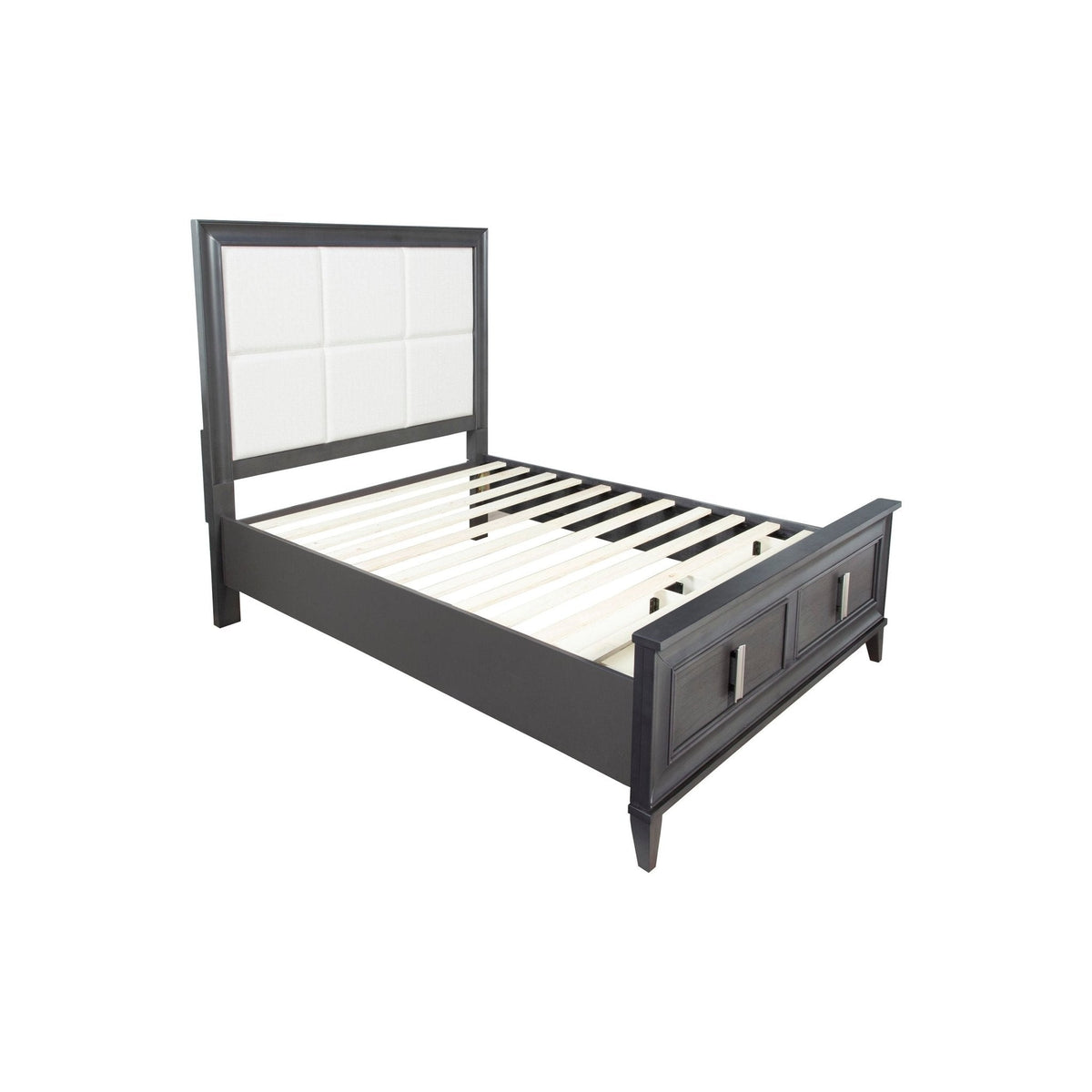 Lorraine Storage Platform Bed in Dark Grey with Footboard Drawers – view 6