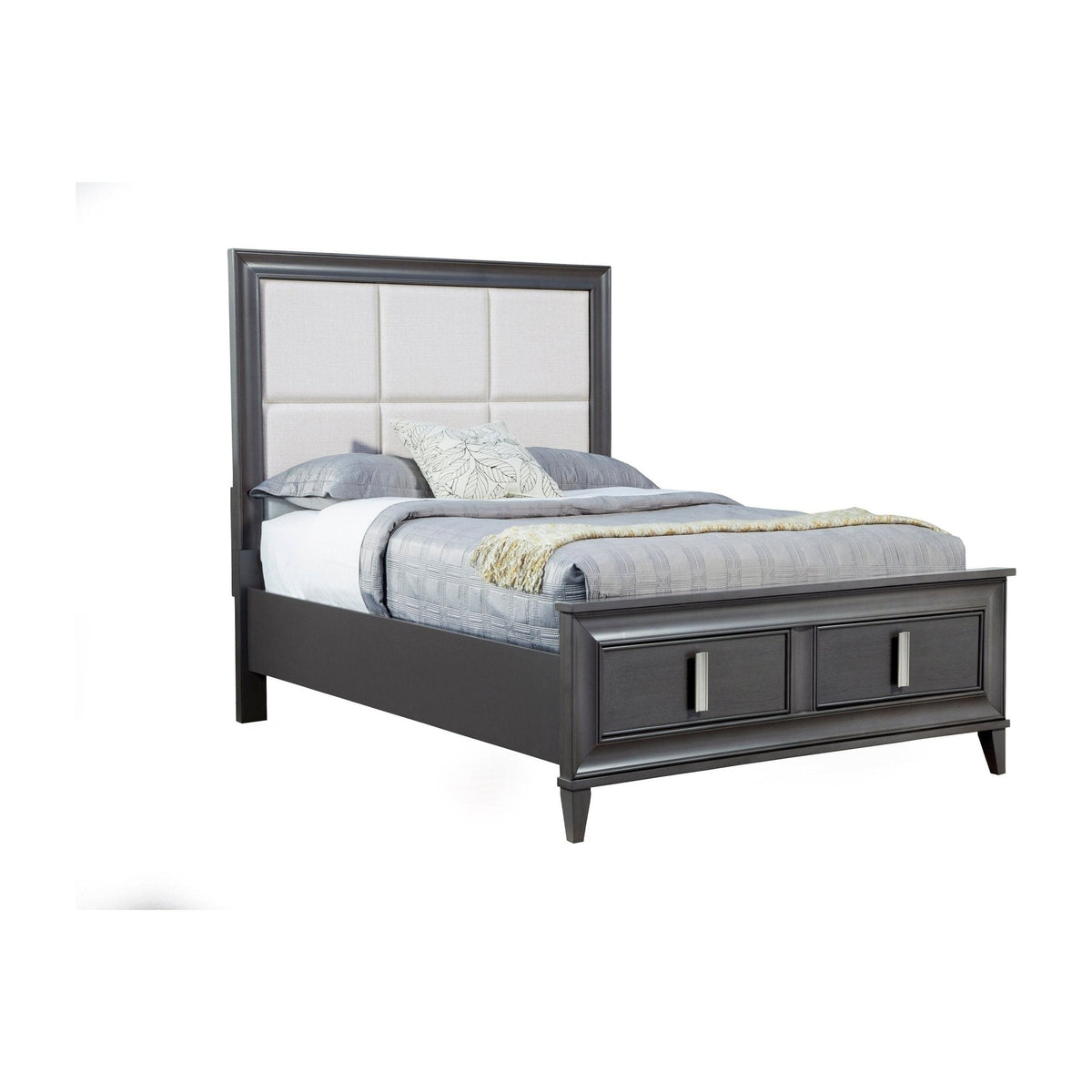 Lorraine Storage Platform Bed in Dark Grey with Footboard Drawers – view 4