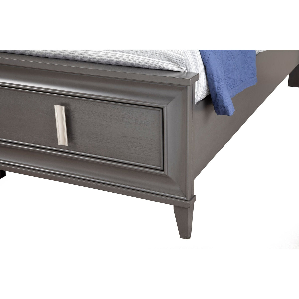 Lorraine Storage Platform Bed in Dark Grey with Footboard Drawers – view 9