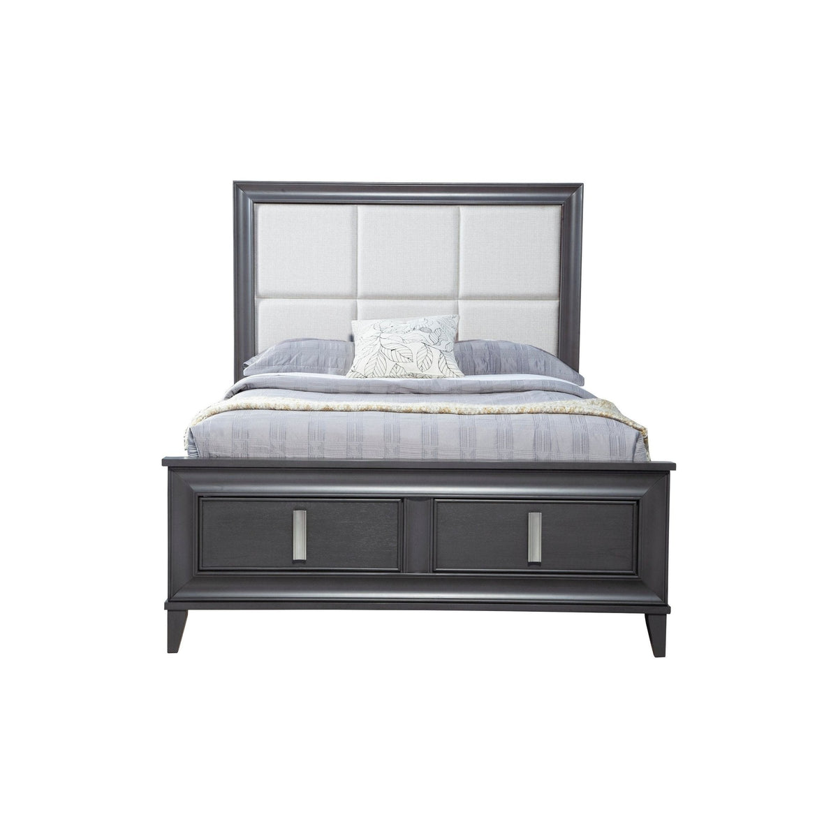 Lorraine Storage Platform Bed in Dark Grey with Footboard Drawers – view 5