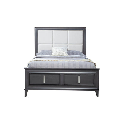 Lorraine Storage Platform Bed in Dark Grey with Footboard Drawers – view 5