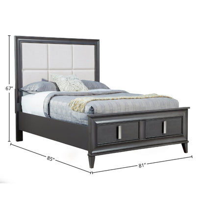Lorraine Storage Platform Bed in Dark Grey with Footboard Drawers – view 13