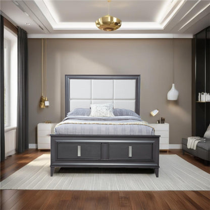 Lorraine Storage Platform Bed in Dark Grey with Footboard Drawers – view 3