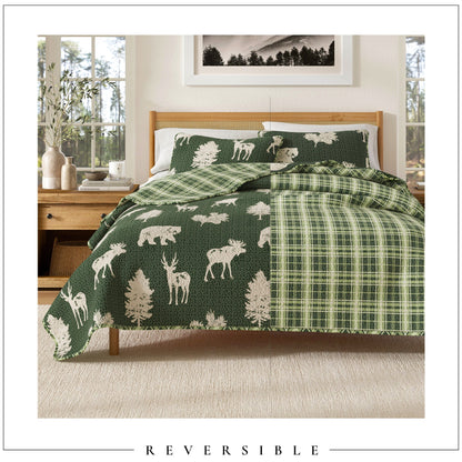 Forest Green Plaid Rustic Lodge Quilt Set – Rio Ridge Collection – view 4