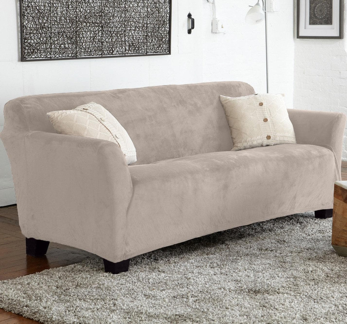 Velvet Stretch Slipcover – Gale Collection Form-Fit Sofa Cover – view 163