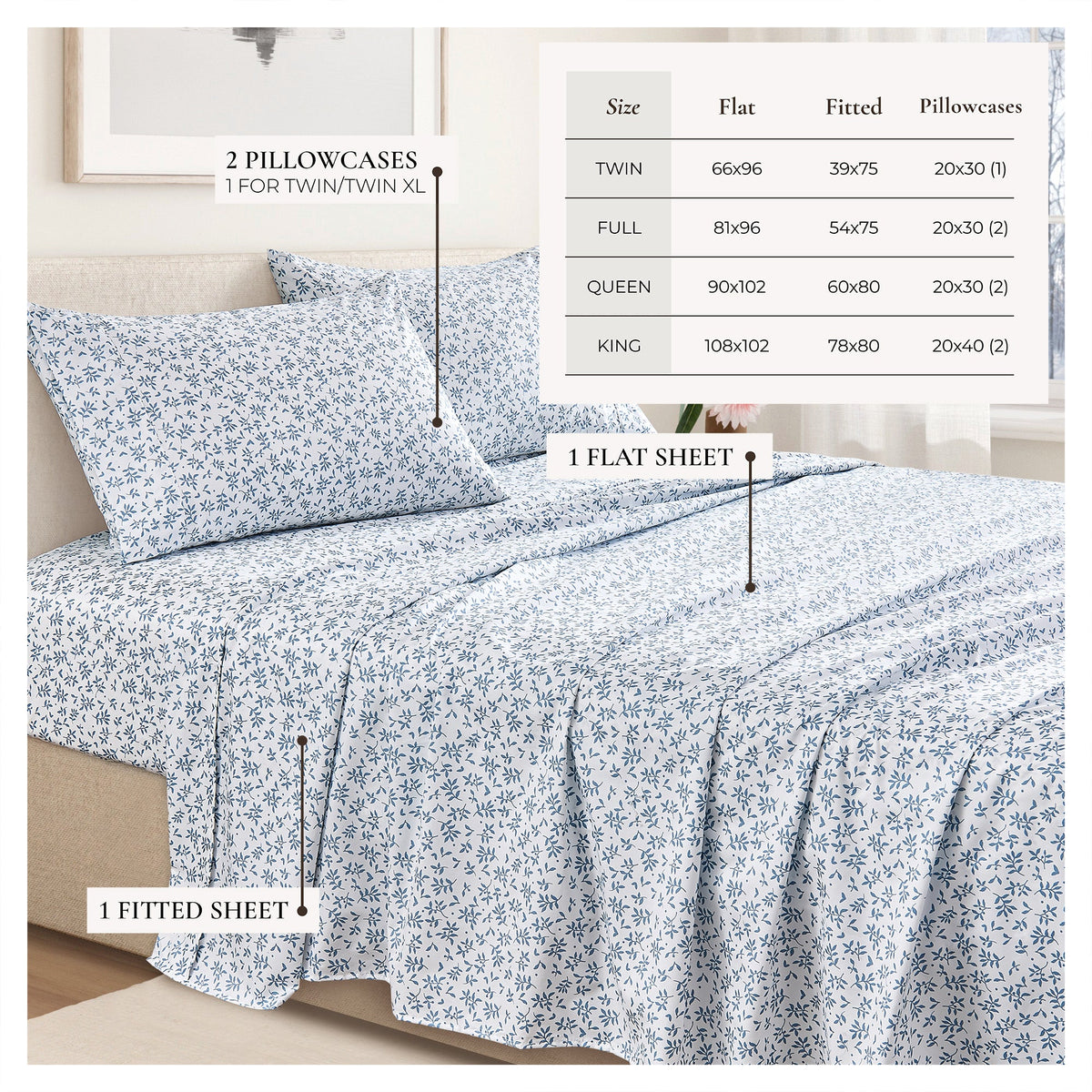 Brushed Microfiber Printed Sheet Set – Baylor Collection – view 62