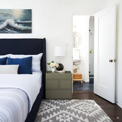 White Luca Nightstand: Elegant Bedroom Storage with Drawers