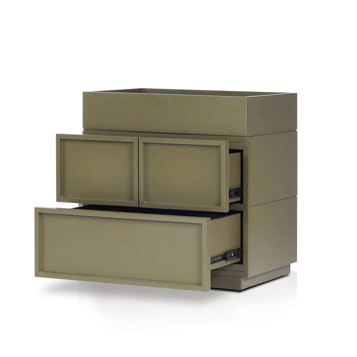 Luca 2-Drawer Nightstand in Olive Green with Top Tray – view 5