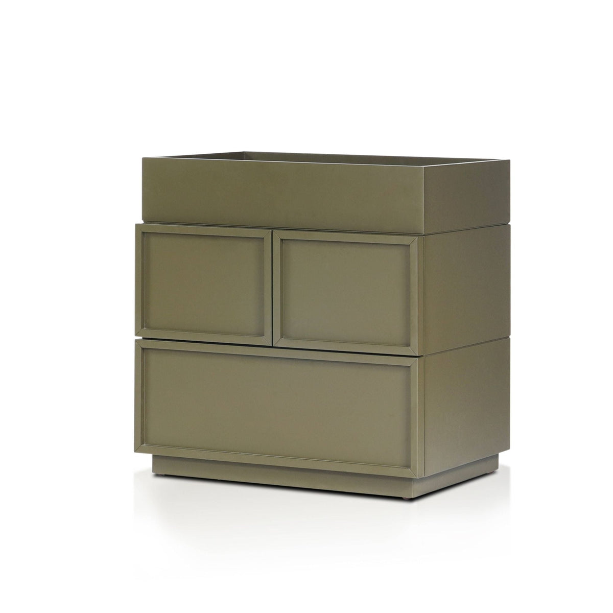 Luca 2-Drawer Nightstand in Olive Green with Top Tray – view 4