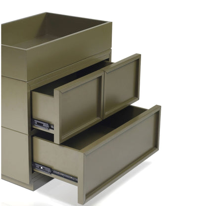 Luca 2-Drawer Nightstand in Olive Green with Top Tray – view 6