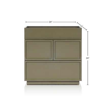Luca 2-Drawer Nightstand in Olive Green with Top Tray – view 7