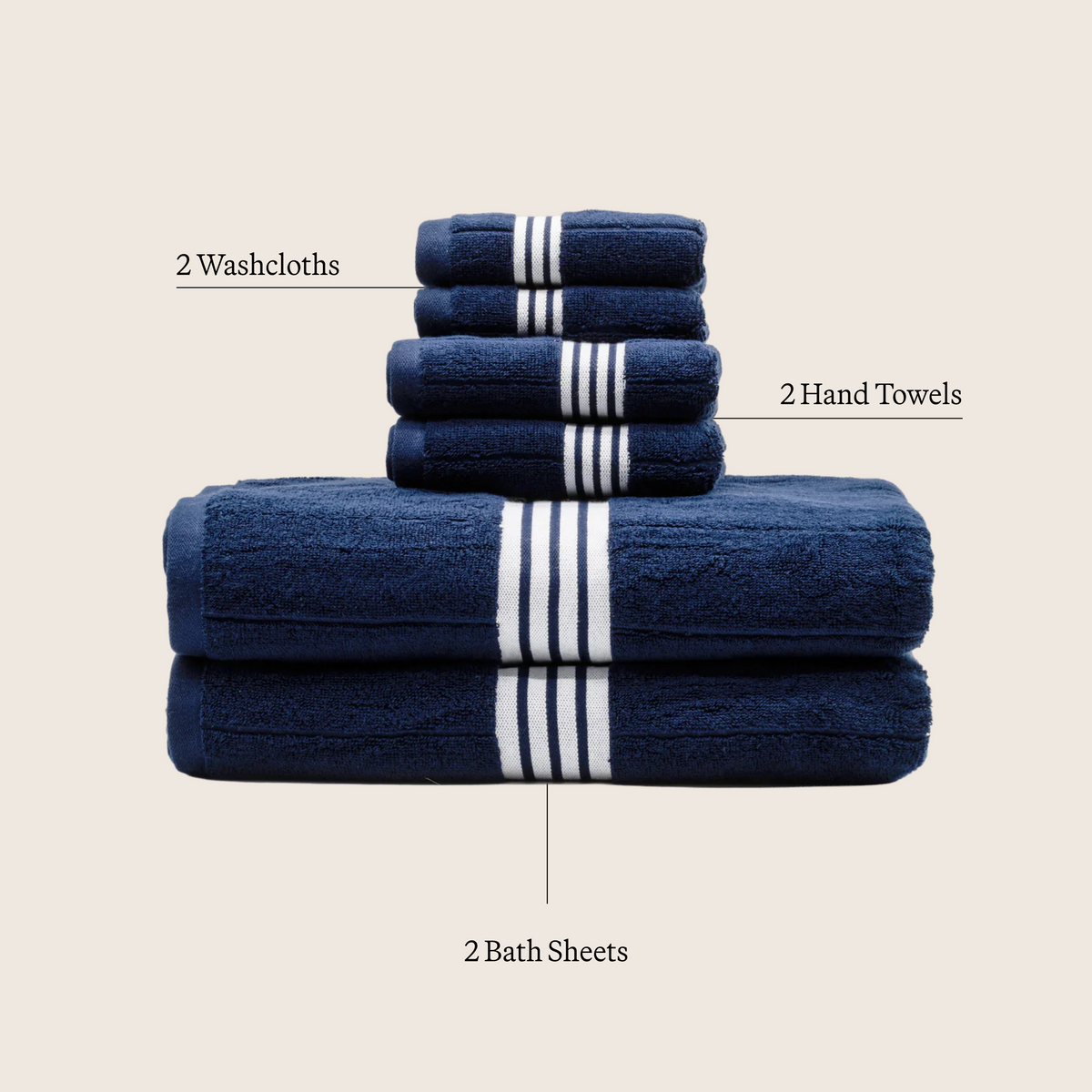 Nautilus Australian Cotton Striped Bath Towels, 600 GSM Towels and Sets – view 28